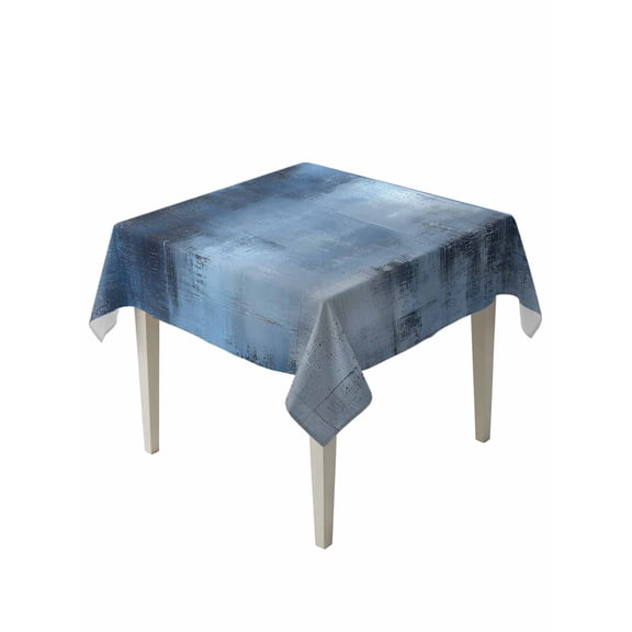 Abstract Blue Art Table Cloth 54x54 Inch Square, Retro Gradient Blue Watercolor Waterproof Tablecloth Washable Table Cover for Party Picnic Dinner Decor