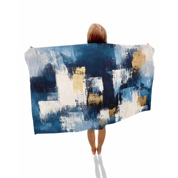 Abstract Blue Beach Towels Oversized Super Absorbent, Splatter Foil Painting Grunge Modern Art Lightweight Bath Towel Quick Dry Sets For Bathroom/Pool/Rv Camping/Beach Play/Gym Room/Picnic 23"x47"