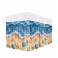 thumbnail image 1 of Abstract Blue Bed Skirt California King Size 18" Drop Beach Starfish Seashell Sand Ocean Waves Ruffled Wrap Around Bed Skirts Adjustable Elastic Bedskirt Dust Ruffle for California King Size Bed, 1 of 7