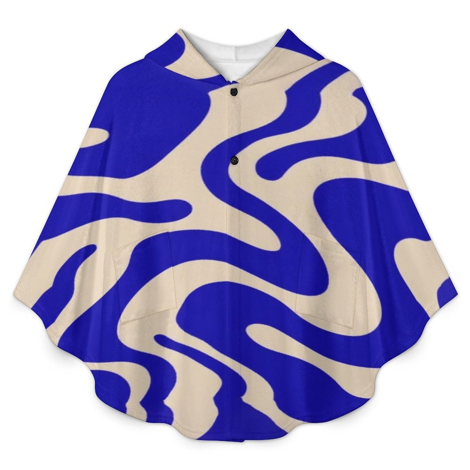 Abstract Blue Beige Swirl Art Blanket Oversized Wearable Hooded Blanket ...