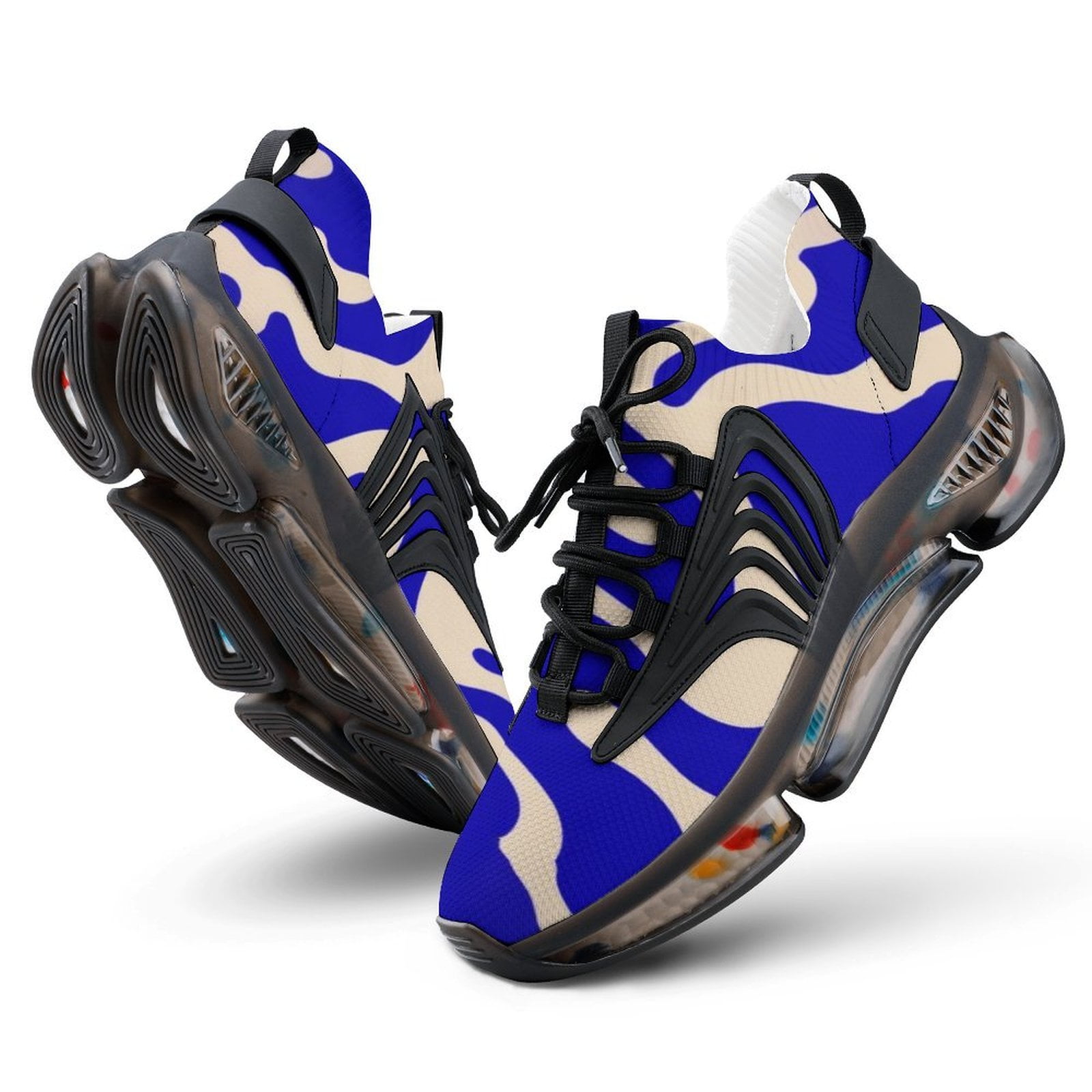 Abstract Blue Beige Swirl Art Walking Shoes for Men Woman Lightweight ...