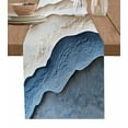 thumbnail image 1 of Abstract Blue Beige Table Runner-Cotton Linen- 90 Inch Holiday Dresser Scarves, Beach Sand Waves Ocean Geometric Tablerunner for Kitchen Coffee/Dining Bedroom Living Room Dinner Scarf Décor 13x90, 1 of 9