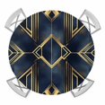 thumbnail image 1 of Abstract Blue Black Gold Geometric Elastic Fitted Round Table Cover Modern Waterproof Outdoor Tablecloth for Holiday Party, Picnic, Patio & Dining Fits Tables Up to 55"-60", 1 of 8