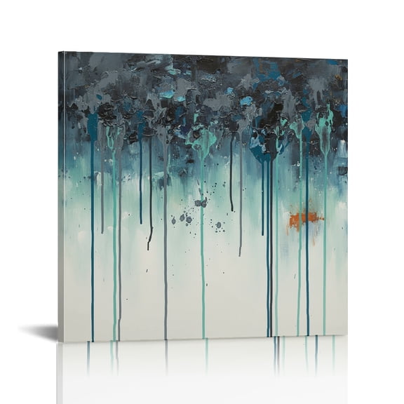 Abstract Blue Black Grey and White Canvas Wall Art, Canvas Print, Ready to Hang Ready To Hang Room Home Art Decor