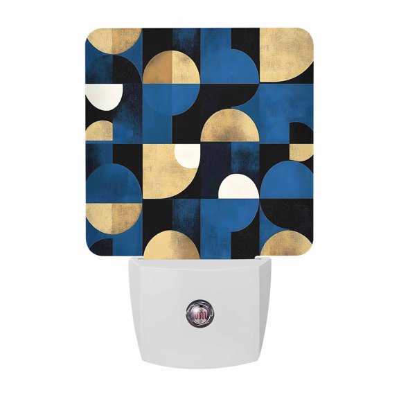 Abstract Blue Black Yellow Dots Plug-in LED Night Lights Modern Auto Dusk-to-Dawn Sensor for Bedroom, Bathroom, Kitchen, Nursery, Hallway, Stairs, Wall Home Decor