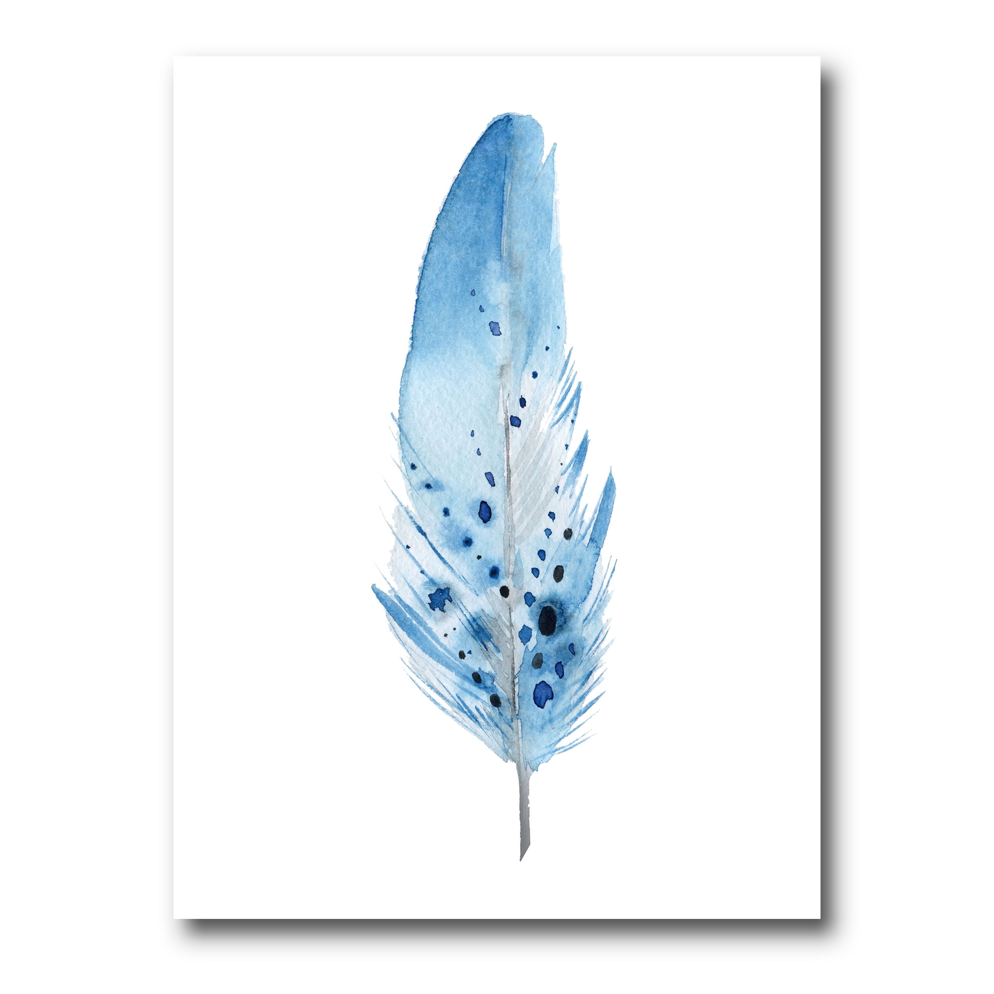 Abstract Blue Boho Feathers 8 in x 12 in Painting Canvas Art Print, by Designart