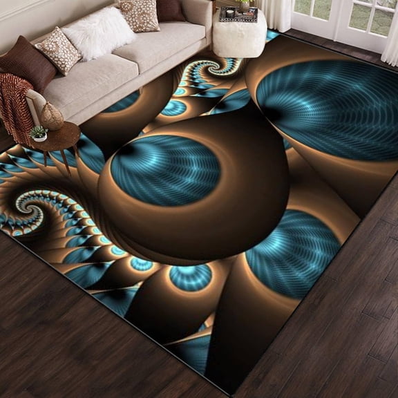 Abstract Blue Brown Like Several Holes Area Rug Outdoor Patio Rug Play Mat Modern Floor Carpet Non-Slip Home Decor Living Room Kids Bedroom 5x7ft