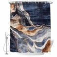 thumbnail image 1 of Abstract Blue Brown Wave Fabric Shower Curtain Modern Art Washable Shower Curtains for Bathroom, Waterproof Bath Curtain with Hooks Home Decor 72x84in, 1 of 8