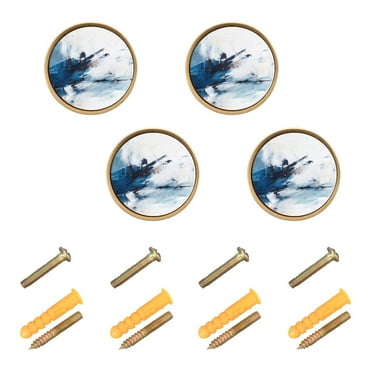Abstract Blue Cabinet Knobs Kitchen Drawers Knobs Door Round Pulls Knob Handles Dresser Cupboard Wardrobe Decorative Set of 4