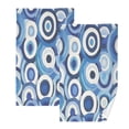 thumbnail image 1 of Abstract Blue Circular Pattern Set of 2 Pure Cotton Towels, 16'' x 28'', Highly Absorbent and Soft, 1 of 8