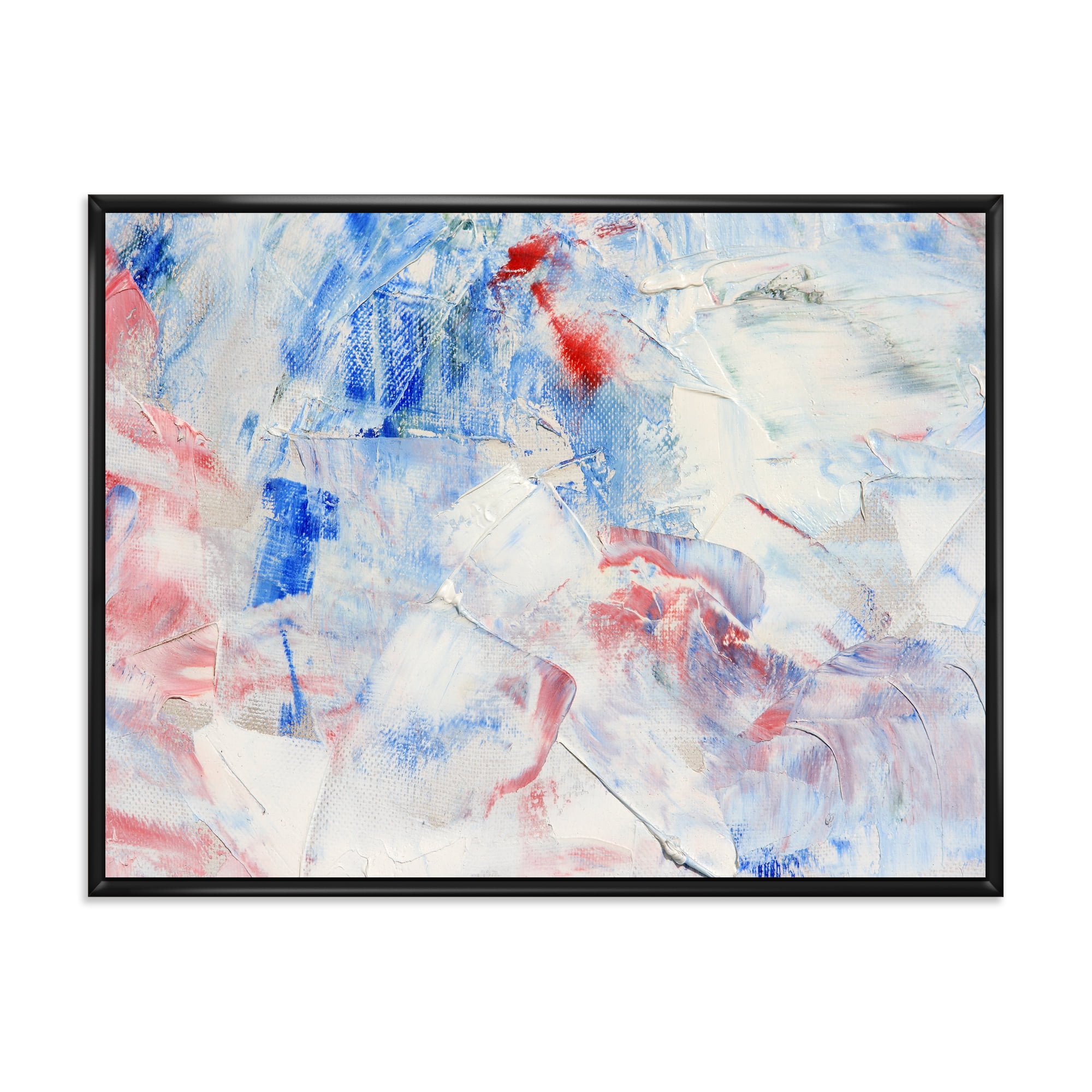 Abstract Blue Composition 32 in x 16 in Framed Painting Canvas Art Print, by Designart
