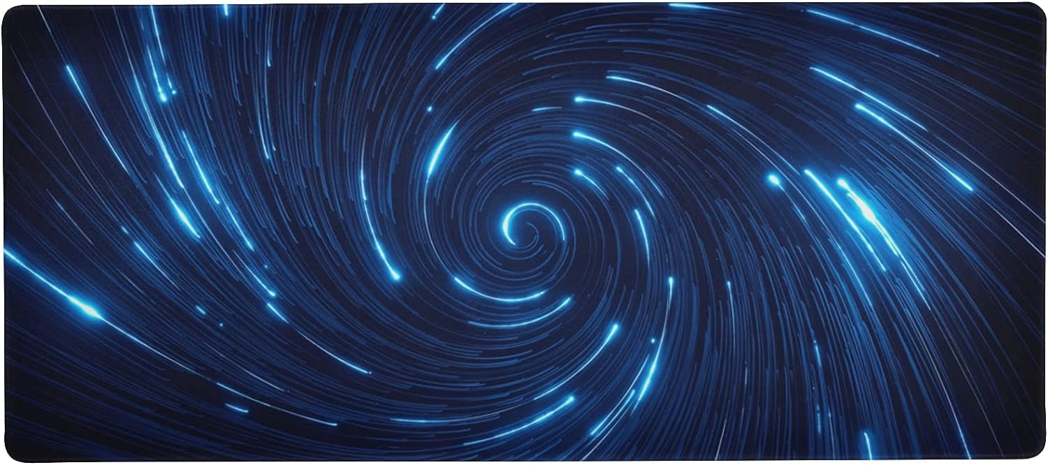 Abstract Blue Cosmic Galaxy Swirl Black Hole Large Gaming Mouse Pad Big Mousepad Mice Keyboard Mat with Non-Slip Rubber Base for Computer Laptop Home & Office, 35.4 X 15.7 inch