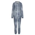 thumbnail image 1 of Abstract Blue Crackled Texture Unisex Adult Onesie Pajamas with Pockets for Women Men Hooded Loungewear, 1 of 8