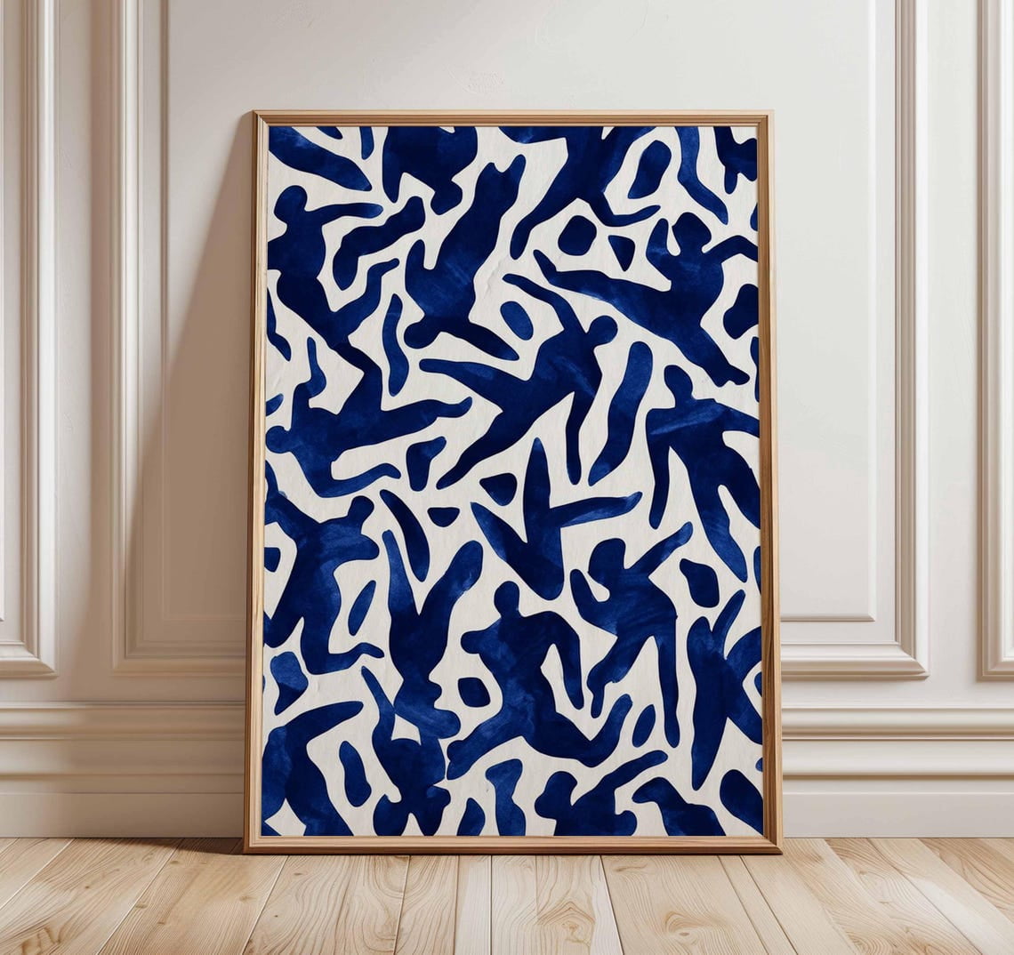 Abstract Blue Cut Out Modern Poster, Unframed Paper Poster 11x14in ...