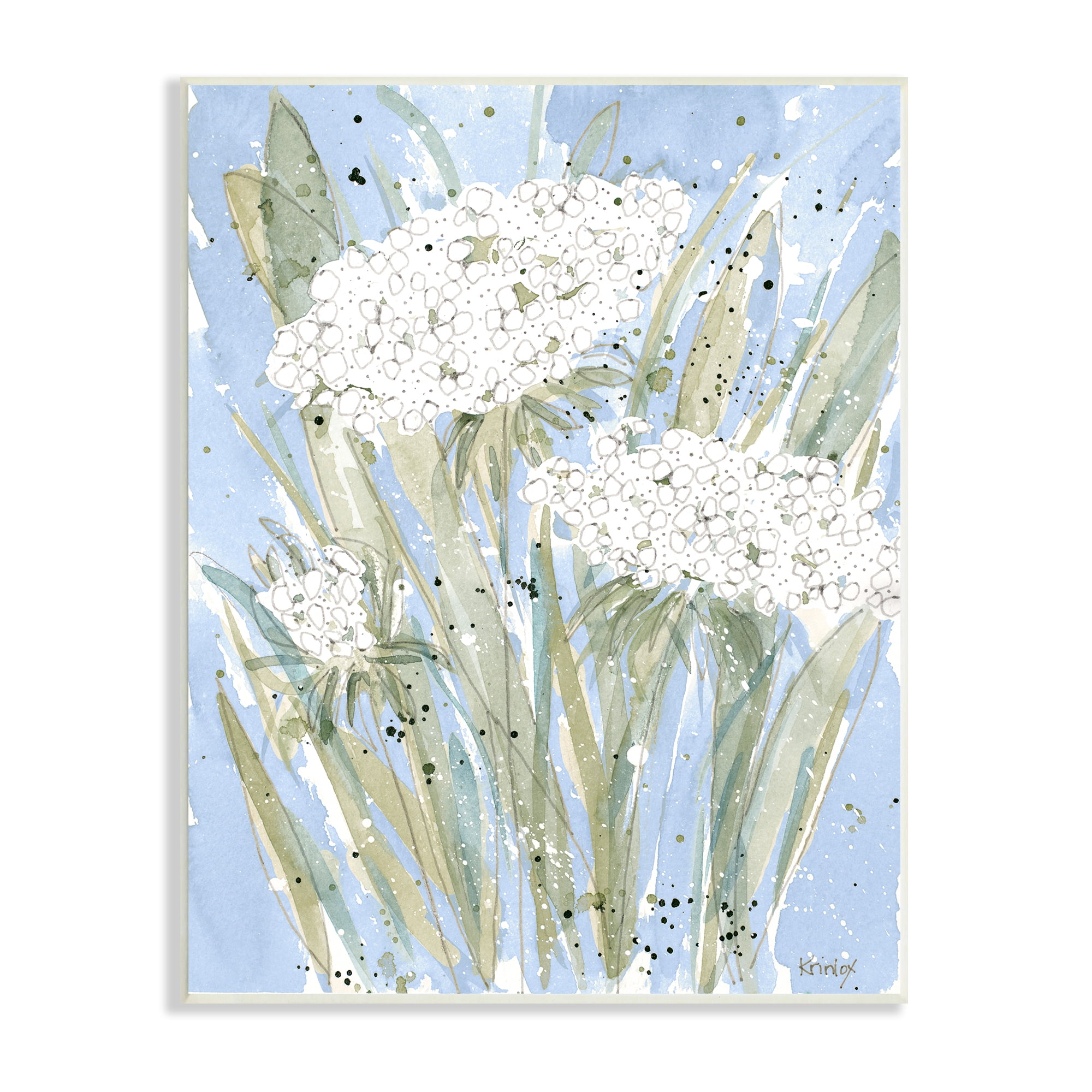 Abstract Blue English Garden Florals Carrot Flowers 13 in x 19 in Framed Painting Art Print, by Stupell Home Décor