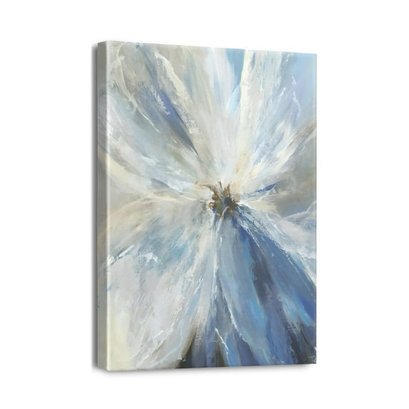 Abstract Blue Flickering Flower Artwork – Modern Canvas Wall Paintings, Adding Graceful Floral Appeal to Bedroom, Office & Home Decor, 12x16 Inch