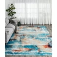 thumbnail image 1 of Abstract Blue/Gold Area Rug 5'6" x 8'6" 6' x 9' Living Room,Entryway,Bedroom, 1 of 4