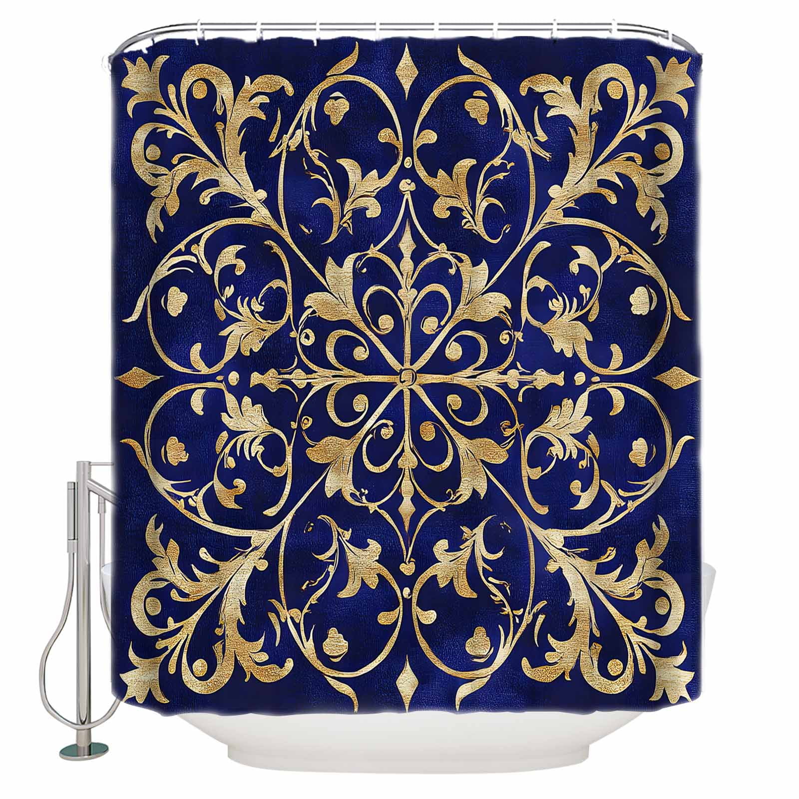 Blue And Gold Shower Curtainnull