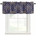 thumbnail image 1 of Abstract Blue Gold Kitchen Valances for Windows, Luxurious Traditional Flower Leaf Bathroom Window Valances 42x12 Inch Rod Pocket Window Treatments Valance Curtains for Living Room Bedroom Decor, 1 of 9