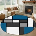 thumbnail image 1 of Abstract Blue Grey Round Area Rug 6Ft Washable Circle Rugs for Bathroom Office, Modern Geometric Color Blocks Non-Slip Carpet Floor Mats Indoor Outdoor Carpet Runner Aesthetic Home Decor, 1 of 8