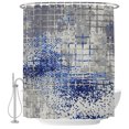 Abstract Blue Grid Lattice Shower Curtain for Bathroom, Minimalist ...