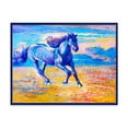thumbnail image 1 of Abstract Blue Horse Galoping Over The Prairie 20 in x 12 in Framed Painting Canvas Art Print, by Designart, 1 of 4