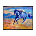 thumbnail image 1 of Abstract Blue Horse Galoping Over The Prairie 20 in x 12 in Framed Painting Canvas Art Print, by Designart, 1 of 5