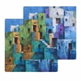 thumbnail image 1 of Abstract Blue Kitchen Dish Towels for Drying Dishes Set of 2, Painting Buildings Geometric Modern Art Waffle Weave Microfiber Hand Tea Bathroom Towels Quick Dry & Absorbent Towel 12x12, 1 of 7