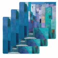thumbnail image 1 of Abstract Blue Kitchen Dish Towels for Drying Dishes Set of 3, Painting Buildings Geometric Color Block Waffle Weave Microfiber Hand Tea Bathroom Towels Quick Dry & Absorbent Towel 12x12, 1 of 7