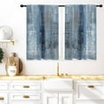 thumbnail image 1 of Abstract Blue Kitchen Window Curtains 27.5 x 39 Inch Small Short Mini Cafe Rod Pocket Dark Navy Gray Grey Watercolor Living Bedroom Room Home Treatment Set of 2 Curtain Panels Drapes Tiers, 1 of 6