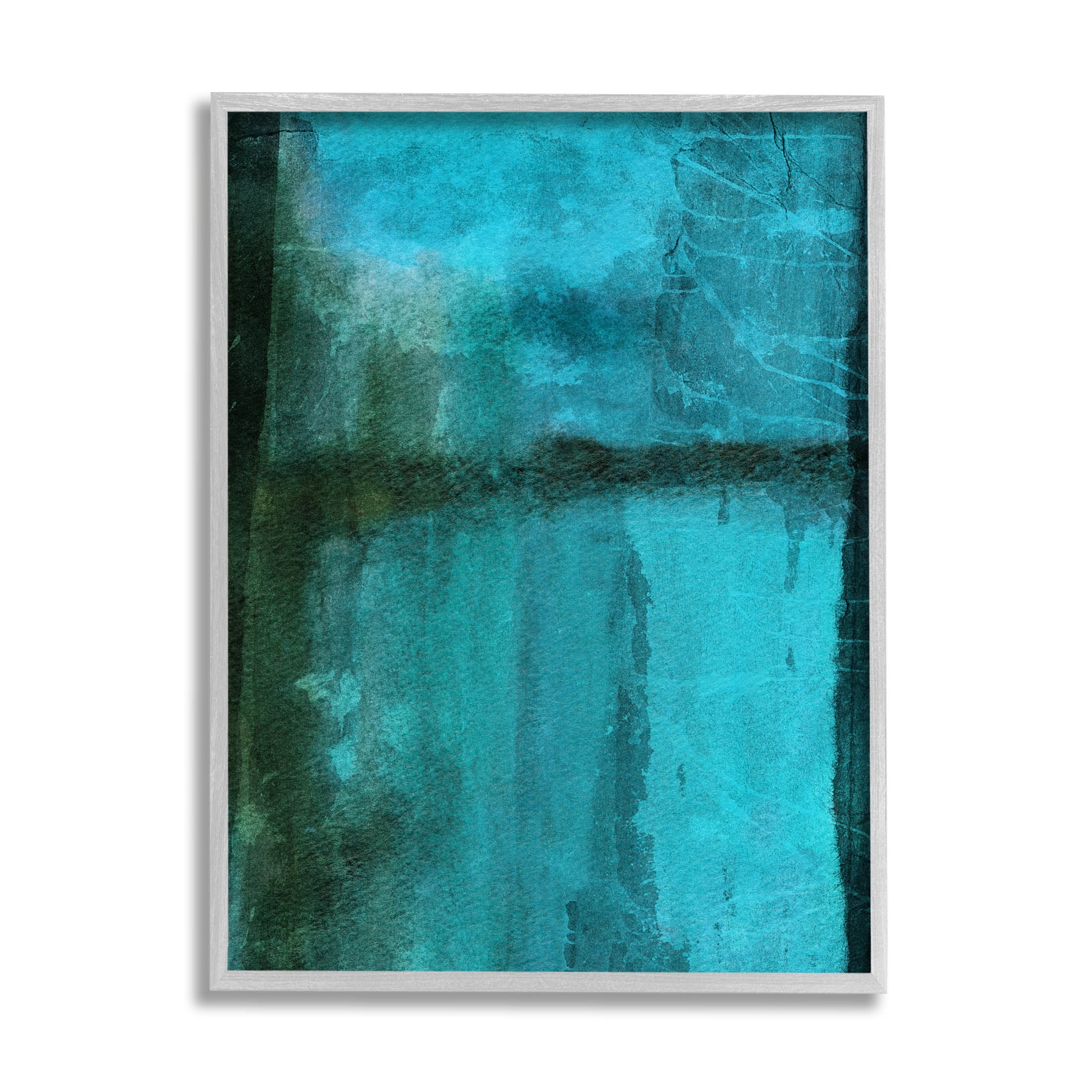 Abstract Blue Lake Landscape Abstract Graphic Art Gray Framed Art Print Wall Art