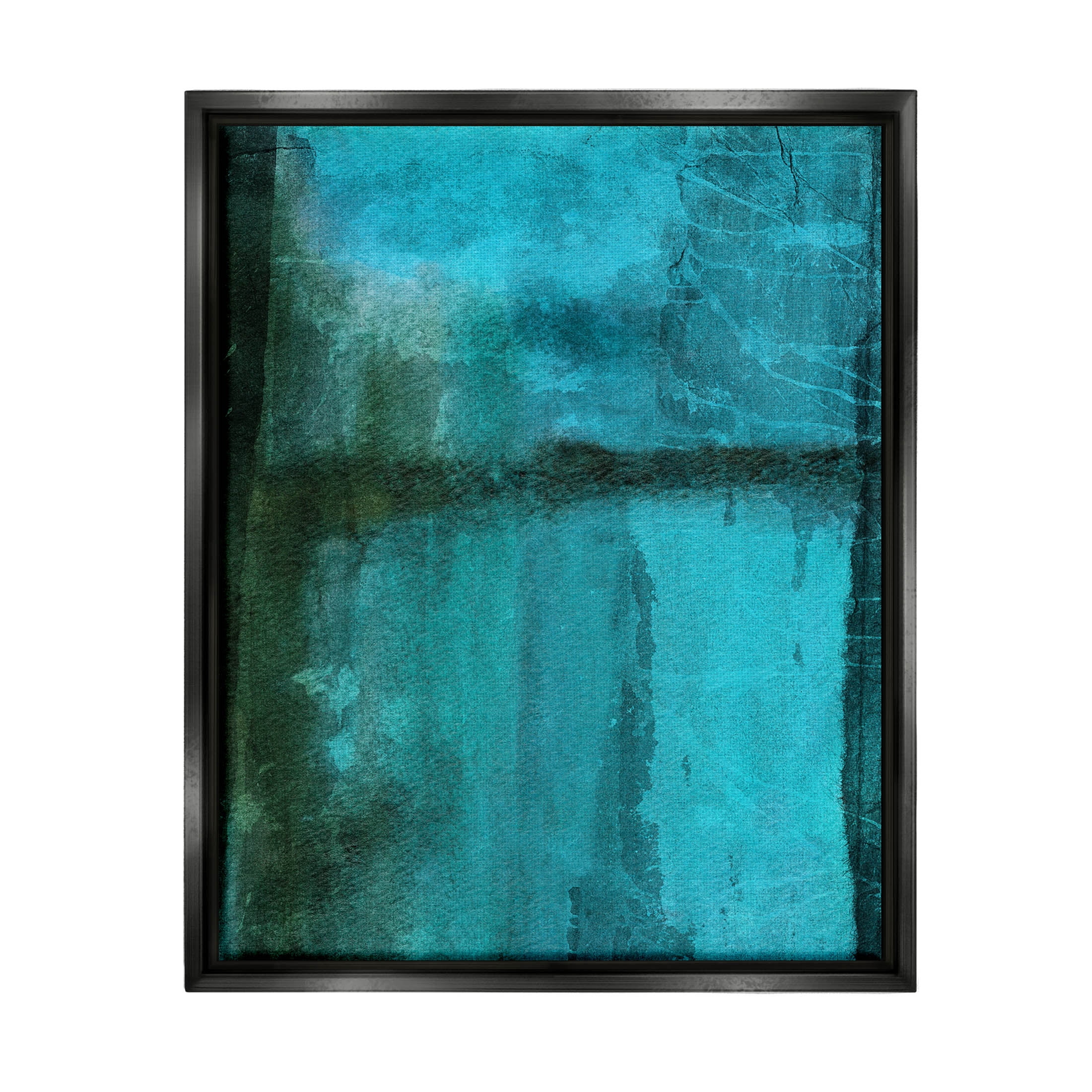 Abstract Blue Lake Landscape Abstract Graphic Art Jet Black Framed Art Print Wall Art
