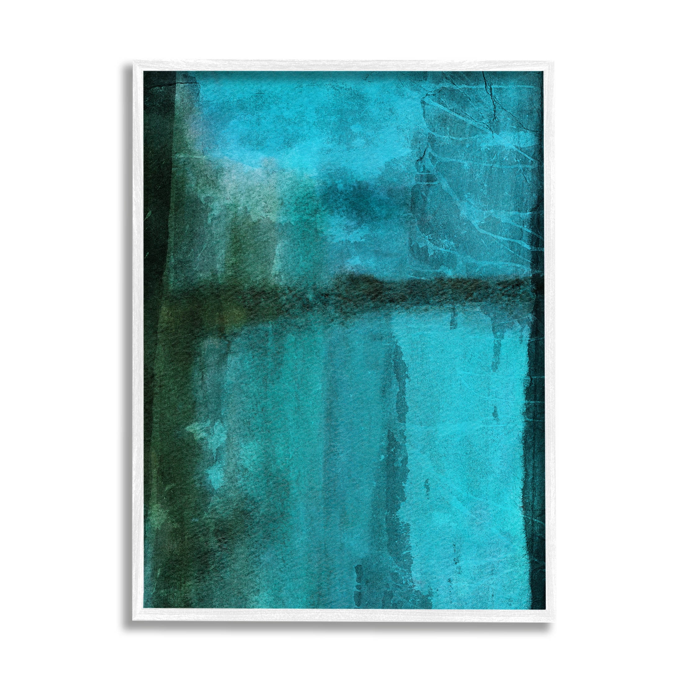 Abstract Blue Lake Landscape Abstract Graphic Art White Framed Art Print Wall Art