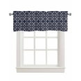 thumbnail image 1 of Abstract Blue Linen Curtain Valance for Bedroom/Bathroom/Kitchen/Office/Living/Dining Room Windows,Vintage Traditional Oriental Boho Tribal Pocket Topper Drapes Decorative Cafe Drapery Panel 42x12, 1 of 6