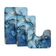 thumbnail image 1 of Abstract Blue Marble Bath Mat Set Gold Line Texture Pattern Modern Home Floor Carpet Bathroom Decor Non-Slip Rugs U-shaped Pad, 1 of 5
