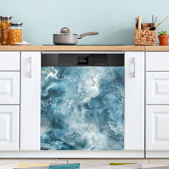 Abstract Blue Marble Dishwasher Magnet Refrigerator Magnetic Cover Washing Machine Magnet Sticker Kitchen Decor