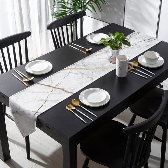 Abstract Blue Marbling Table Runner Country Wedding Decor Cake Tablecloth Placemat Dinning Table Decoration Table Runners