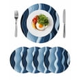 thumbnail image 1 of Abstract Blue Moire Round 13 Inch Placemats Set of 4, Gradient Coastal Ocean Geometric Waves HeatResistant Non Slip Place Mats for Dining Table, Wipeable Braided Kitchen Table Mats for Housewarming, 1 of 9