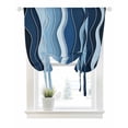 thumbnail image 1 of Abstract Blue Moire Tie Up Curtains for Window, Thermal Insulated Balloon Shade Adjustable Rod Pocket Curtains Valance Panels for Kitchen Bathroom Cafe 42 x 54 Gradient Coastal Ocean Geometric Waves, 1 of 6