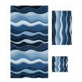 thumbnail image 1 of Abstract Blue Moire Towel Set of 3, Soft Microfiber Bath Towels, Hand Towel, Washcloths, Gradient Coastal Ocean Geometric Waves Quick-Dry Absorbent Towels for Bathroom Kitchen Hotel Beach Gym Spa, 1 of 7