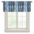 thumbnail image 1 of Abstract Blue Moire Valance Curtains for Kitchen/Living Room/Bathroom/Bedroom Window,Rod Pocket Small Topper Half Short Window Curtains Sheer Scarf,Gradient Coastal Ocean Geometric Waves 42"x12", 1 of 8