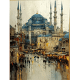 thumbnail image 1 of Abstract Blue Mosque Istanbul Canvas Turkish Landmark Home Wall Decor Print, 1 of 8