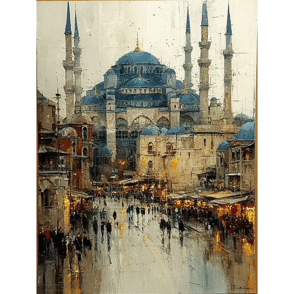 Abstract Blue Mosque Istanbul Canvas Turkish Landmark Home Wall Decor Print