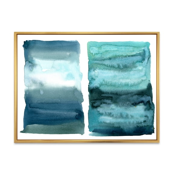 Abstract Blue Ocean Aquatic Impression II 32 in x 24 in Framed Painting Canvas Art Print, by Designart
