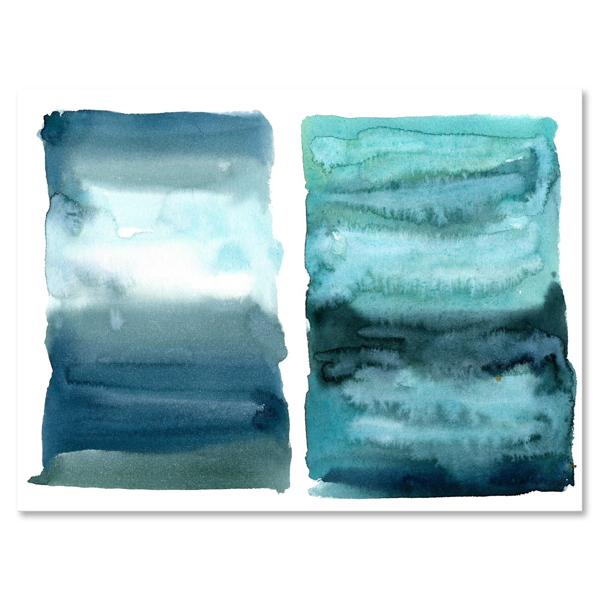 Abstract Blue Ocean Aquatic Impression II 32 in x 24 in Painting Canvas Art Print, by Designart