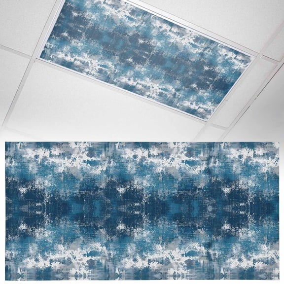 Abstract Blue Ocean Fluorescent Light Covers Country Vintage Nautical Coastal Sea Beach Waves Magnetic Light Filters Ceiling Lighting Panel Shade for Classroom Office Home 2 x 4 ft, 1 Pack