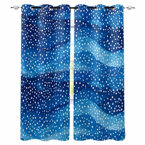 Abstract Blue Ocean Waves Blackout Curtains for Bedroom Living Room Darkening Curtains 90 Inch Wave Point Natural Coastal Black Out Window Curtain Privacy Window Treatment Grommet Drapes 52"x90"x2