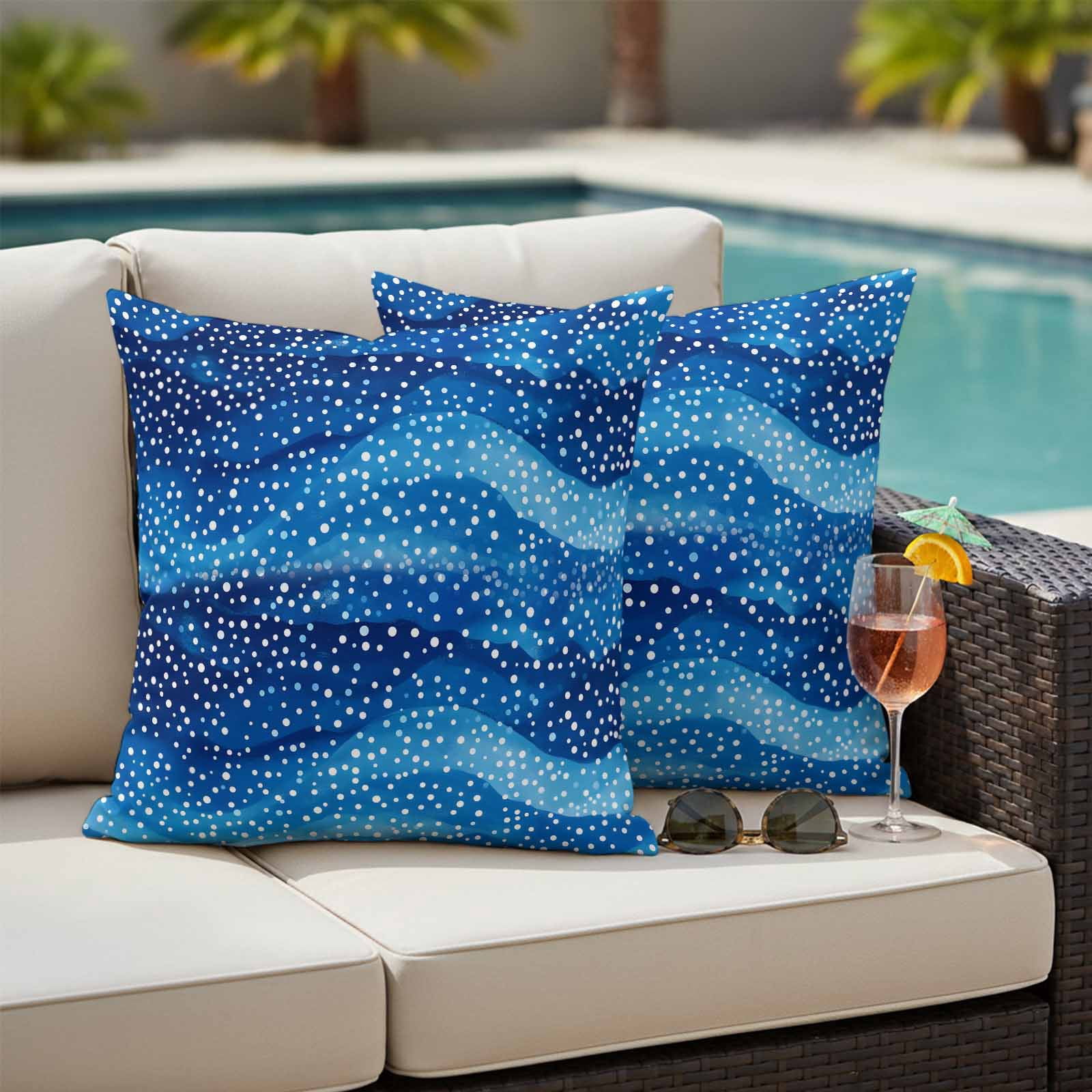 Abstract Blue Ocean Waves Outdoor Pillow Covers 24x24 Inch Throw Pillow ...