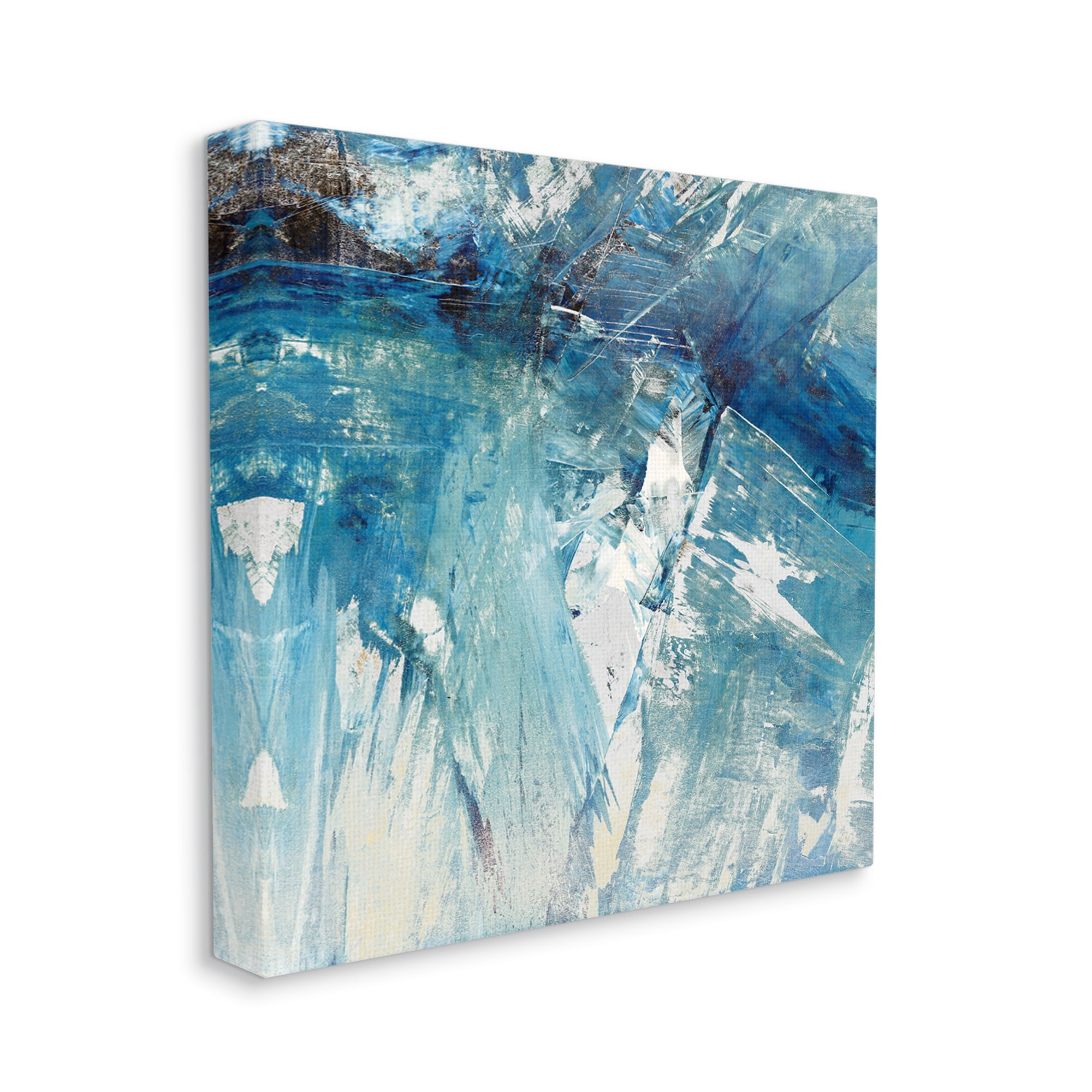 Abstract Blue Paint Chaos Bold Rigid Movement Abstract Gallery-Wrapped Canvas Print Wall Art, 17x17