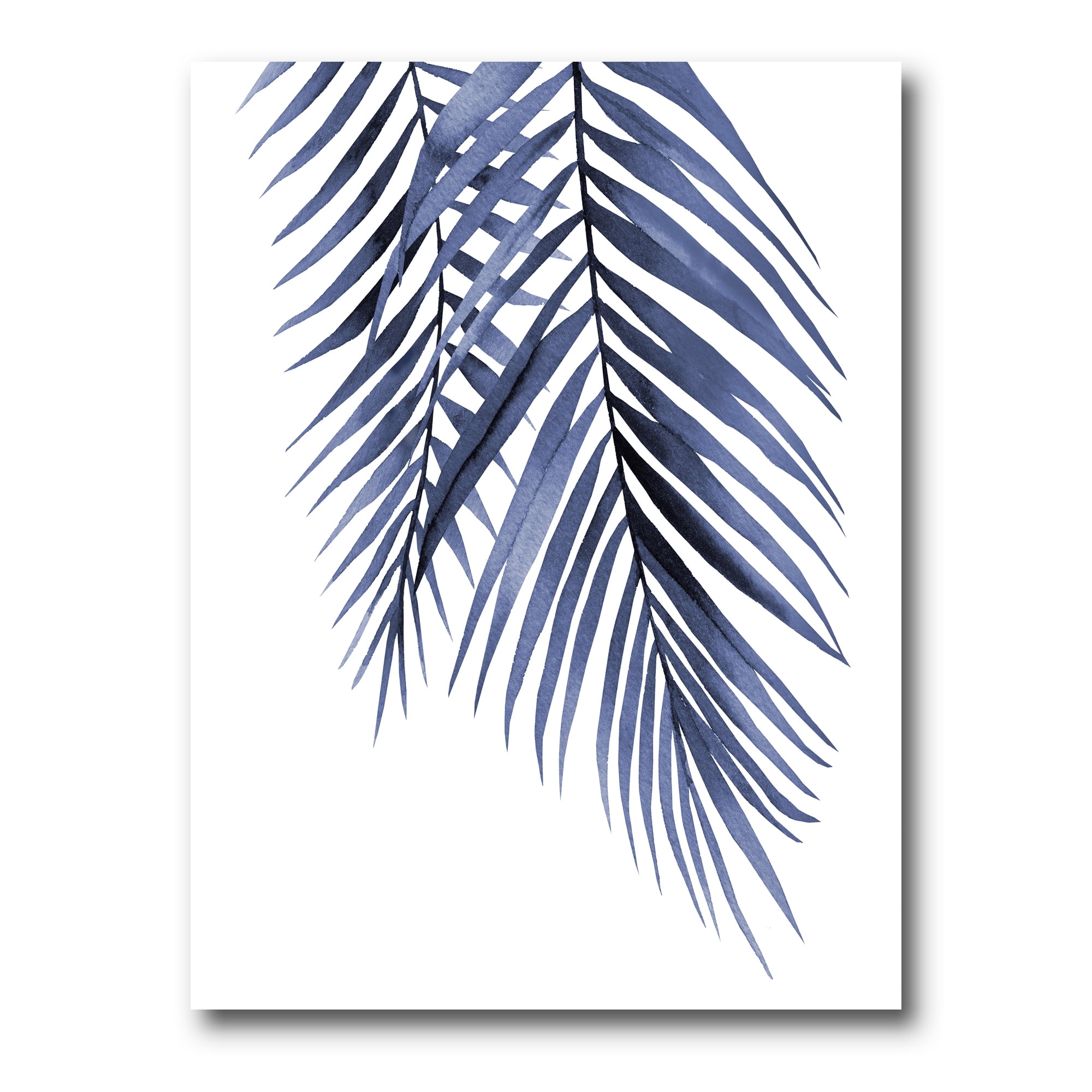Abstract Blue Palm Leaves Tropical Branches 24 in x 32 in Painting Canvas Art Print, by Designart